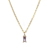 Glass Rectangle Pendant Necklace with Golden Brass Cable Chains Necklace for Women NJEW-FZ00011-5