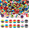 Beadthoven 90pcs 6 colors Opaque Stripe Resin European Beads RESI-BT0001-22-12