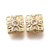 Brass Micro Pave Pearl Pink Cubic Zirconia Beads KK-M318-34G-02-1