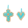2Pcs 2 Styles Glass Seed Beaded Pendants PALLOY-MZ00883-2