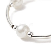 Glass Pearl & Synthetic Hematite & Brass Tube Beaded Stretch Bracelet for Women BJEW-JB09264-4