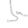 Alloy & Natural White Shell Pendant Brass Paperclip Chain Necklaces for Women NJEW-JN05406-02-5