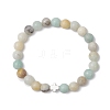 Natural Flower Amazonite Round Beads Bracelets BJEW-JB12434-2