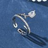 Brass Micro Pave Cubic Zirconia Cuff Open Rings for Women RJEW-L343-05P-02-1