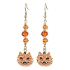 Halloween Gingerbread Man/Pumpkin/Witch Hat Alloy Enamel Dangle Earrings for Women EJEW-JE05897-4