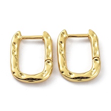 Textured Rectangle Brass Hoop Earrings EJEW-B007-02G