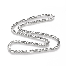 201 Stainless Steel Cuban Link Chain Necklaces NJEW-I238-10P