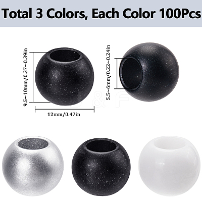 300Pcs 3 Styles Acrylic European Beads DIY-SP0001-16-1