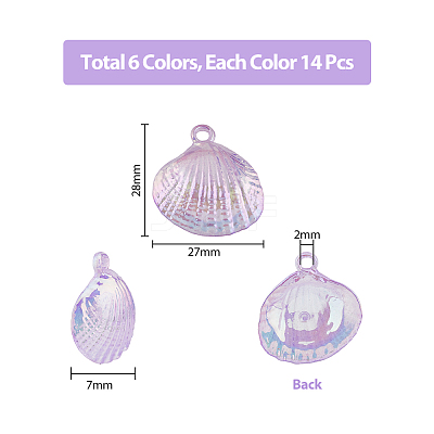 84Pcs 6 Colors UV Plating Opaque Acrylic Pendants PACR-DC0001-02-1