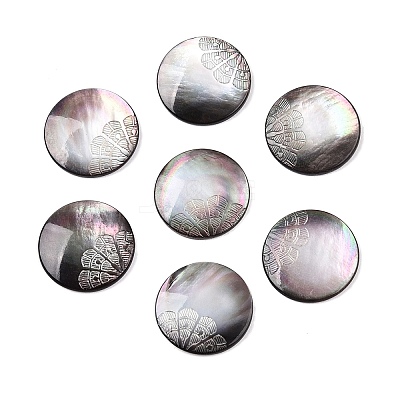 Natural Black Lip Shell Carved Cabochons SSHEL-T017-04A-1