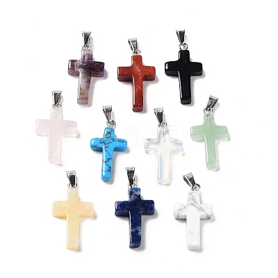 Natural & Synthetic Mixed Gemstone Pendants G-P525-02P-1-1