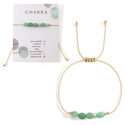Chakra Adjustable Natural Green Aventurine Bead Braided Bead Bracelets UY1901-6-1