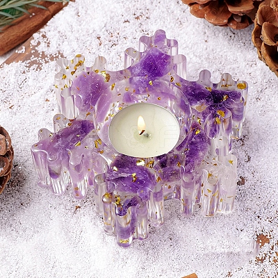 Natural Amethyst & Resin Candle Holder Molds DJEW-H012-02A-1