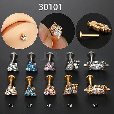 G23 Titanium Micro Pave Pink Cubic Zirconia Internally Threaded Labrets WGA56E5-03-1