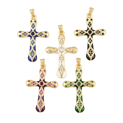 Brass Micro Pave Cubic Zirconia Pendants CU-CBAB3AD-11G-1