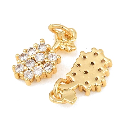 Brass Micro Pave Cubic Zirconia Charms KK-F927-17G-1