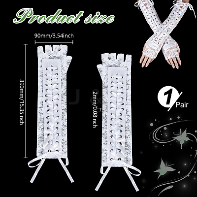 Polyester Lady Tulle Lace Oversleeve Gloves AJEW-WH0596-073A-1