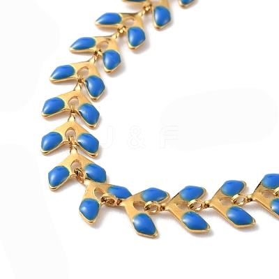 Enamel Ear of Wheat Link Chains Bracelet BJEW-P271-02G-02-1