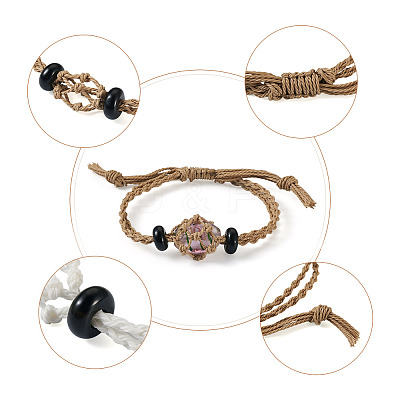 6Pcs Adjustable Braided Waxed Polyester Cord Macrame Pouch Bracelet Making BJEW-FW0001-04-1