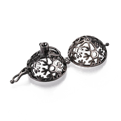 Rack Plating Brass Cage Pendants KK-S751-074B-1