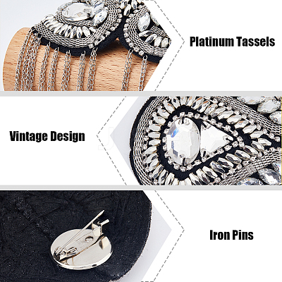 2Pcs Detachable Iron Tassel Epaulettes FIND-FH0005-43B-1