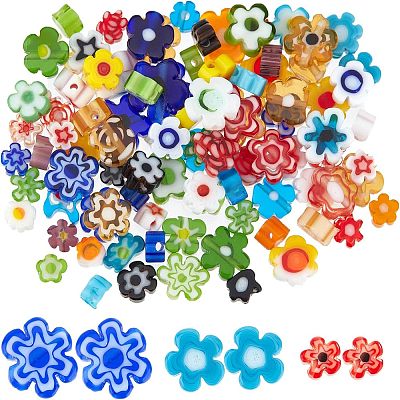 3 Strands 3 Style Handmade Millefiori Glass Bead Strands LAMP-OC0001-50B-1