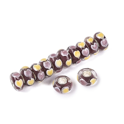 Handmade Lampwork & Brass Core European Beads LAMP-N044-04S-03-1