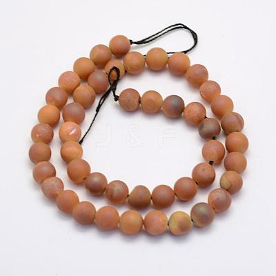 Electroplate Natural Druzy Agate Beads Strands G-G708-10mm-M-1
