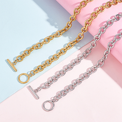 2Pcs 2 Colors Alloy Cable Chain Necklace for Men Women NJEW-AN0001-19-1