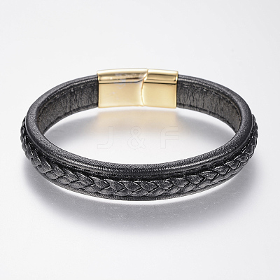 Braided Leather Cord Bracelets BJEW-H561-08F-1