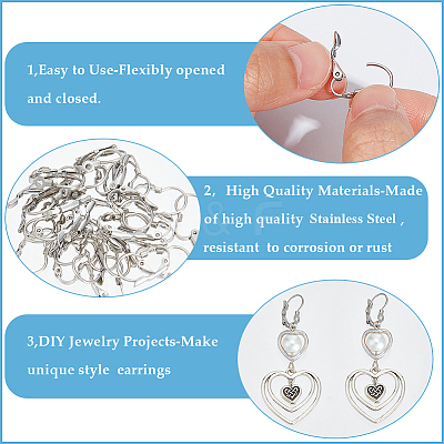 304 Stainless Steel Leverback Earring Findings STAS-SP0001-03B-1
