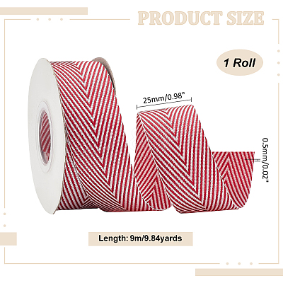 9M Polycotton(Polyester Cotton) Herringbone Ribbon OCOR-WH0093-08A-1
