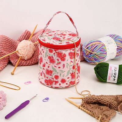 Oxford Zipper Knitting Bucket Bag with Handle PW-WG69279-01-1