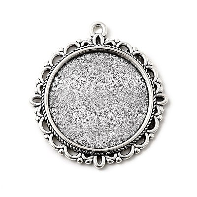 Tibetan Style Alloy Pendant Cabochon Settings X-TIBE-T003-06AS-RS-1
