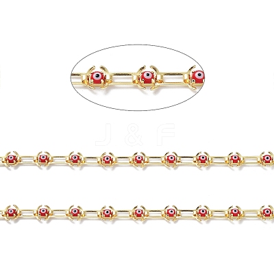 Handmade Glass Evil Eye Link Chains CHC-K014-06G-1