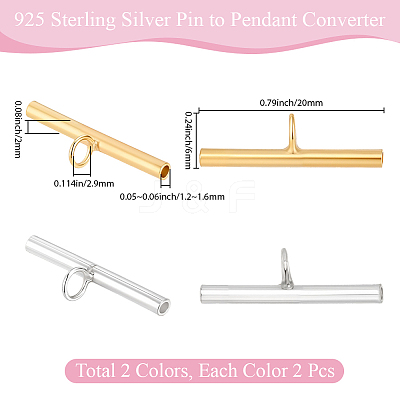 4Pcs 2 Colors 925 Sterling Silver Pin to Pendant Converter STER-BBC0009-17C-1