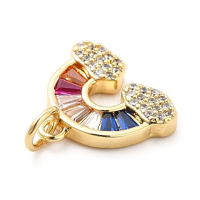 Rack Plating Brass Cubic Zirconia Charm KK-K270-01G-1
