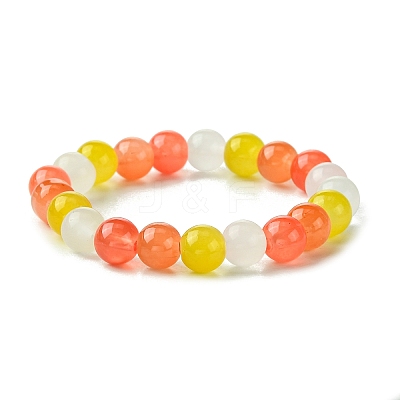 8mm Baking Paint Imitation Jade Glass Round Beaded Stretch Kids Bracelets for Girls Boys BJEW-JB10895-1