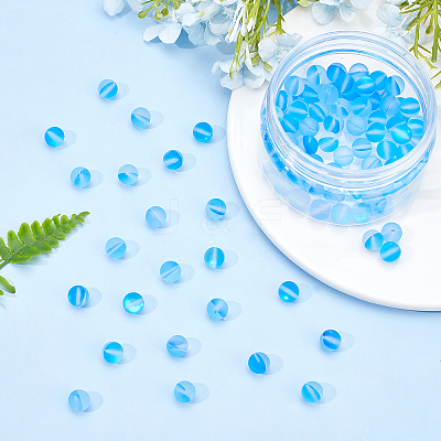 DIY Synthetic Moonstone Beads Stretch Bracelet Making Kits DIY-SC0012-84C-1