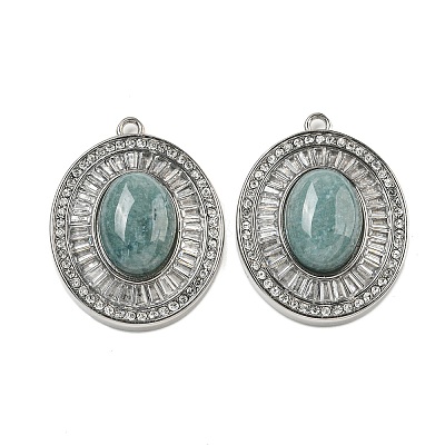 Dyed & Heated Natural Blue Aventurine Oval Pendants STAS-L080-010P-02-1