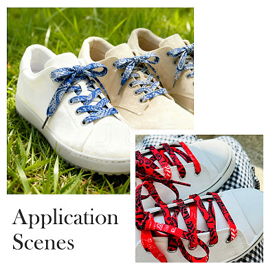 4 Pairs 4 Colors Flower Pattern Polyester Shoelaces FIND-TA0010-30-1