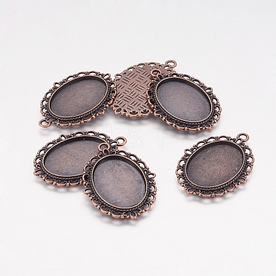 Tibetan Style Oval Alloy Pendant Cabochon Settings LS-TIBEP-Q054-44R-NR-1