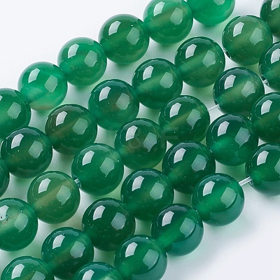 Natural Green Onyx Agate Beads Strands G-G583-10mm-11-1