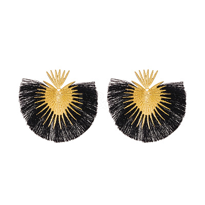 Fan Tassel Geometric Alloy Stud Earrings WH-WGFAF47-01-1