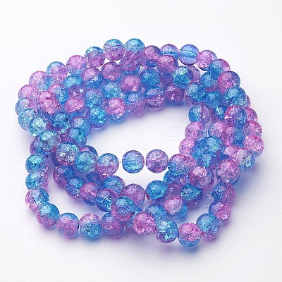 31~32 inch  pinkt/ blue Crackle Glass Beads GGC8MM038-1