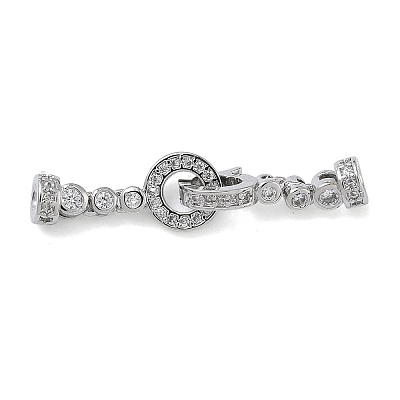 Ring Brass Micro Pave Clear Cubic Zirconia Fold Over Clasps KK-Z143-21P-1