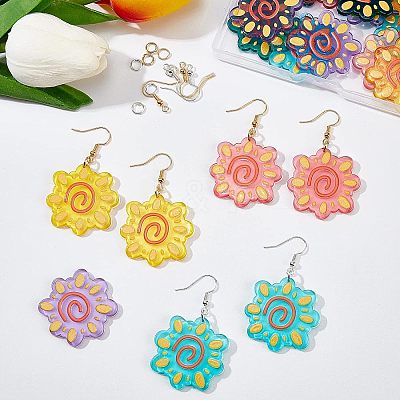 3D Printed Sunflower Charm Dangle Earring Making Kit for Girl Women DIY-OC0007-69-1