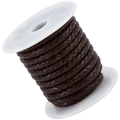 1 Roll Round Braided Cowhide Leather Cord NWIR-CL0001-01A-1