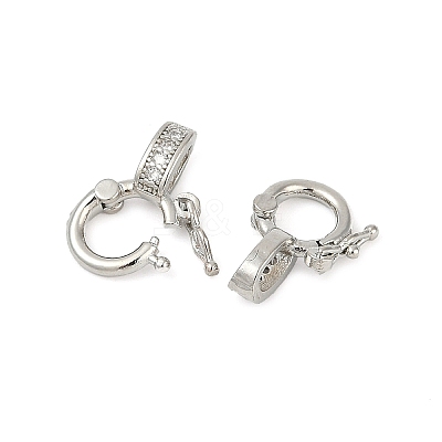 Brass Micro Pave Clear Cubic Zirconia Twister Clasps KK-H202-18P-1