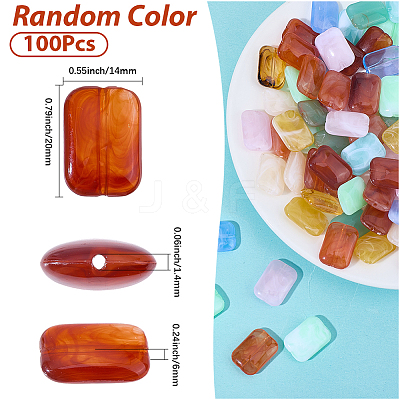 100Pcs Opaque Acrylic Beads MACR-SP0002-21-1